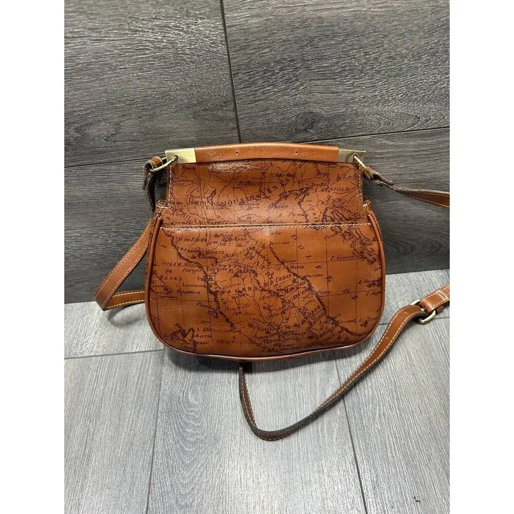 Patricia Nash Leather Veneto Crossbody Bag Signature Map Brown B000579